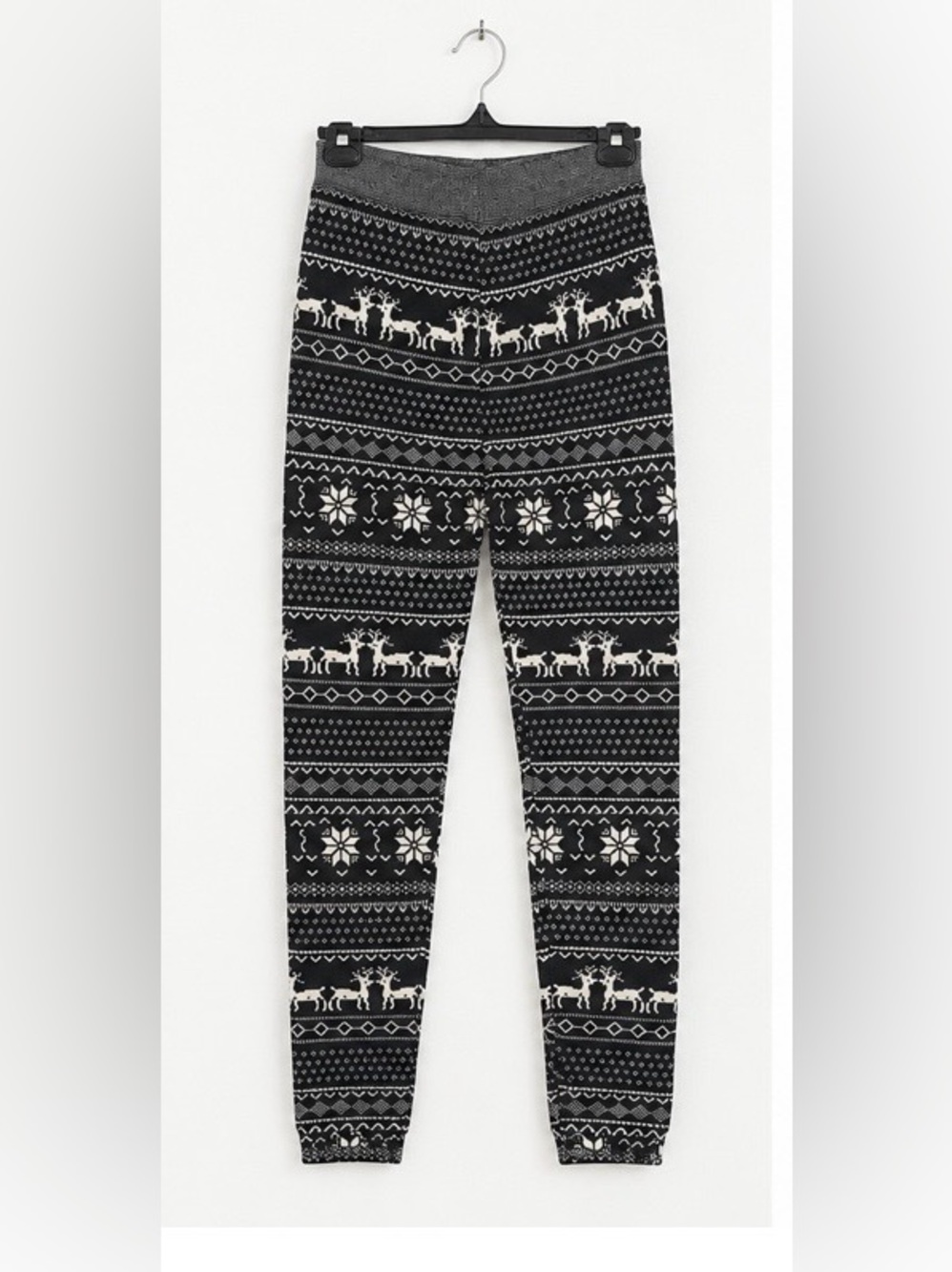 Black & White Reindeer Print Leggings